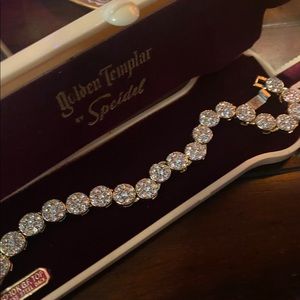 14KT CLUSTER CZ STONES GOLD GP BRACELET NEW BOX!!